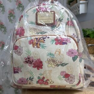 Loungefly Cream and Pink Floral Mini Backpack